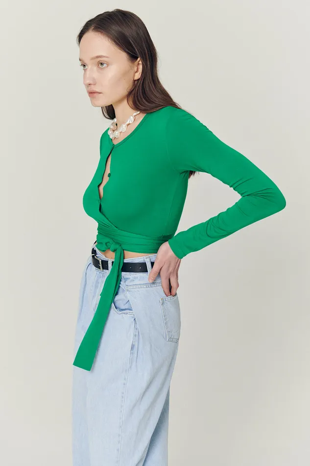 Storets Mely Buttoned Wrap Top Women Tops