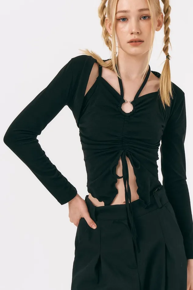 Storets Mindy Ruched Top And Cardi Set Women Tops
