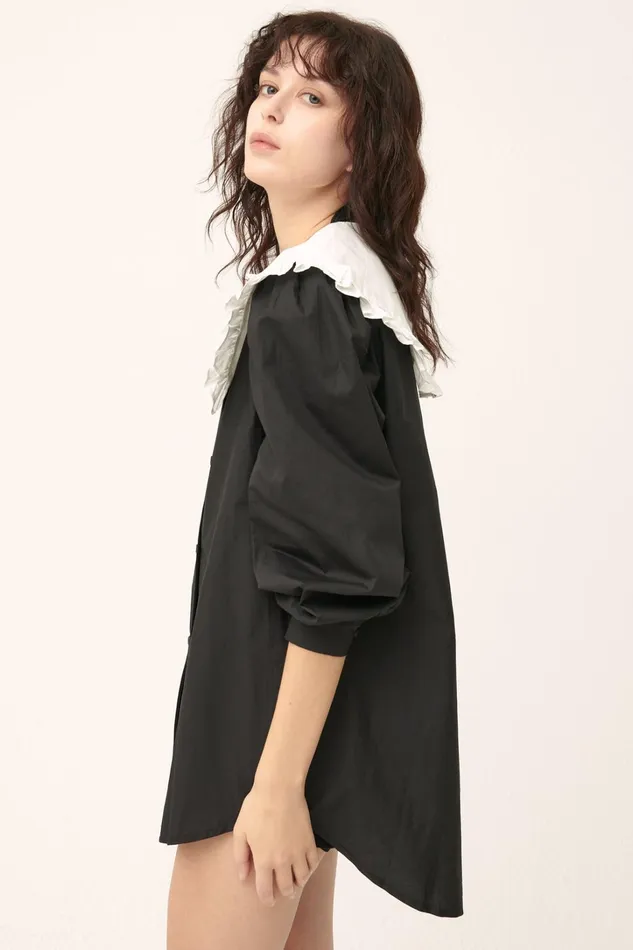 Storets Penelope Puff Sleeve ShirtDress Women Mini Dresses Storets Penelope Puff Sleeve ShirtDress Women Mini Dresses