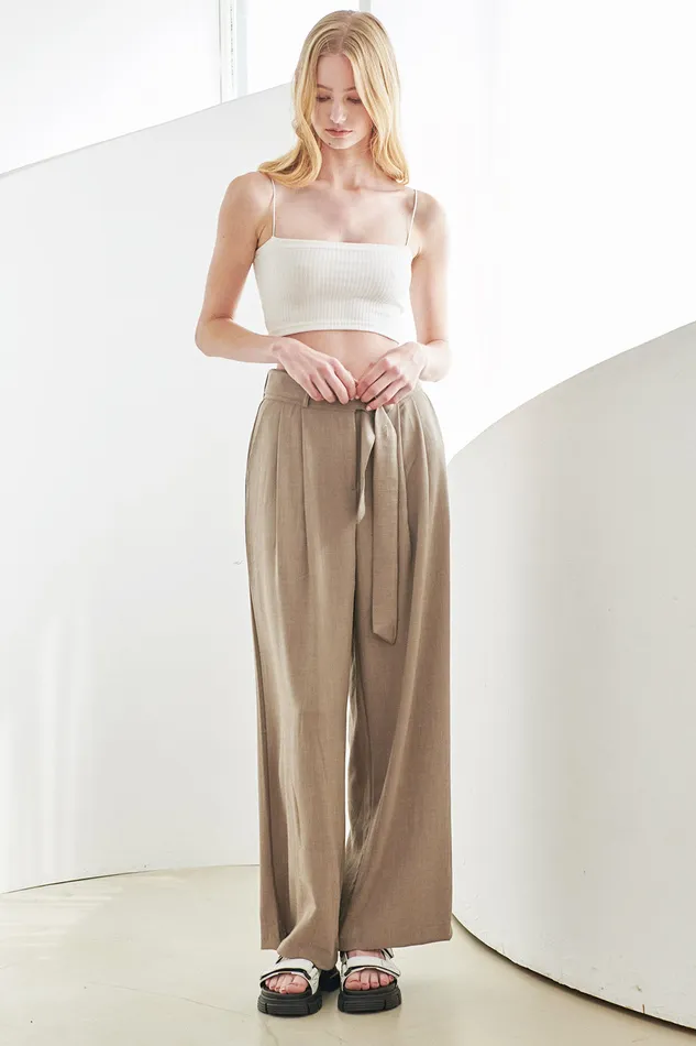 Storets Tammy Belted Pintuck Pants Women Trousers