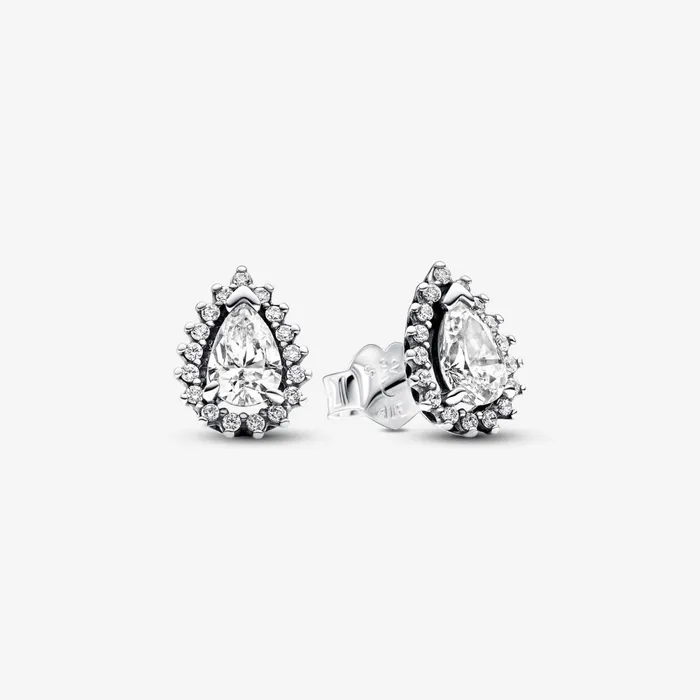 Stud Earrings Women Pandora Sparkling Pear Halo Stud Earrings