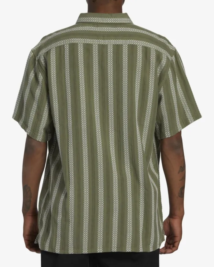 Sundays Jacquard Short Sleeve Shirt Dark Olive Men Billabong Shirts