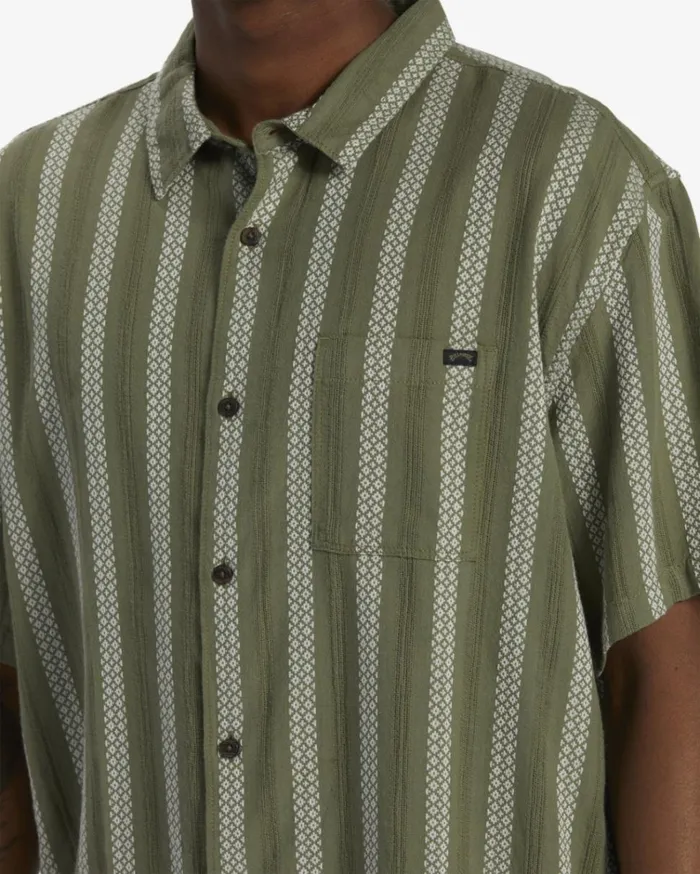 Sundays Jacquard Short Sleeve Shirt Dark Olive Men Billabong Shirts