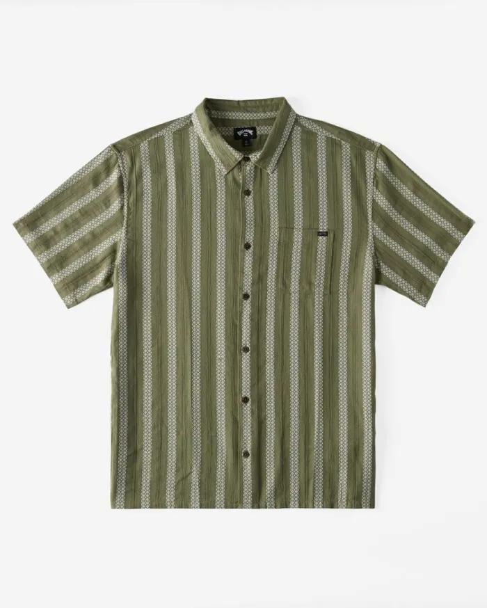 Sundays Jacquard Short Sleeve Shirt Dark Olive Men Billabong Shirts