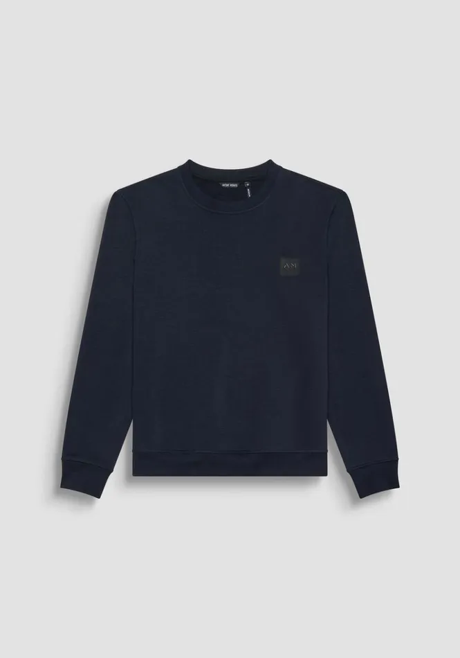 Sweatshirts Men Antony Morato Regular Fit Sweatshirt In Sustainable Blue Cotton Blend Fabric With Logo Blue Ink