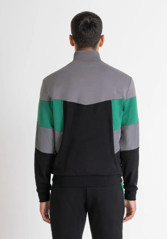 Sweatshirts Men Antony Morato Regular Fit Sweatshirt With Zip In CottonBlend Fabric With Bands Black