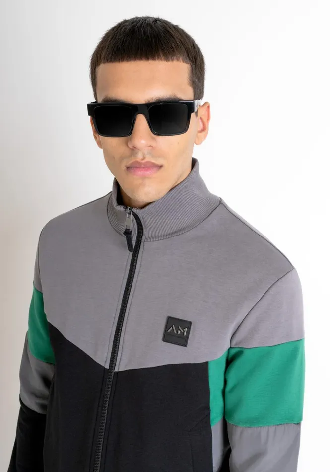 Sweatshirts Men Antony Morato Regular Fit Sweatshirt With Zip In CottonBlend Fabric With Bands Black