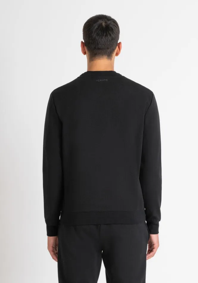 Sweatshirts Men Antony Morato Slim Fit Sweatshirt In Black Cotton Blend With Cyberg Skull Print Black