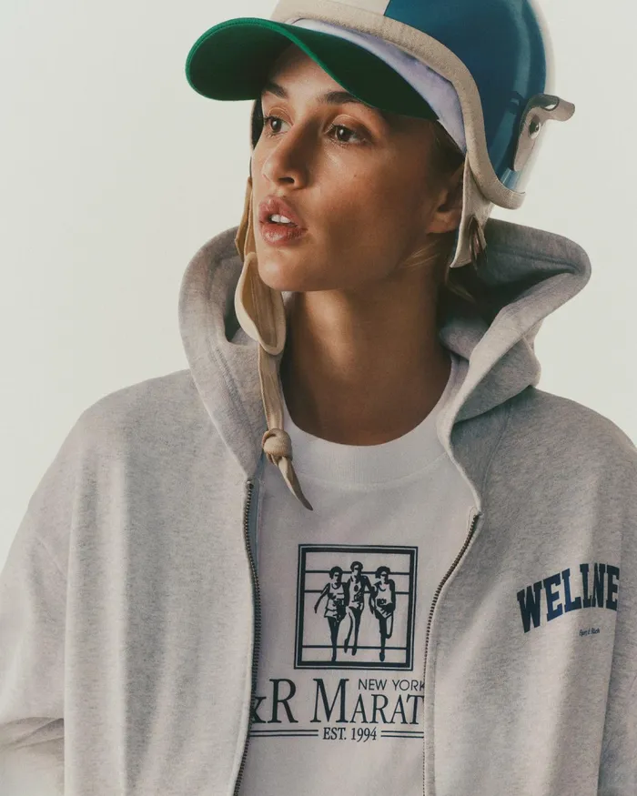 Sweatshirts Women Sporty and Rich Wellness Ivy Cropped Zip Hoodie 8211 Heather GrayNavy