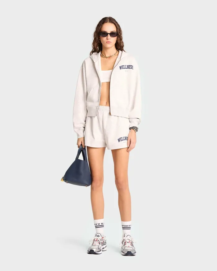 Sweatshirts Women Sporty and Rich Wellness Ivy Cropped Zip Hoodie 8211 Heather GrayNavy
