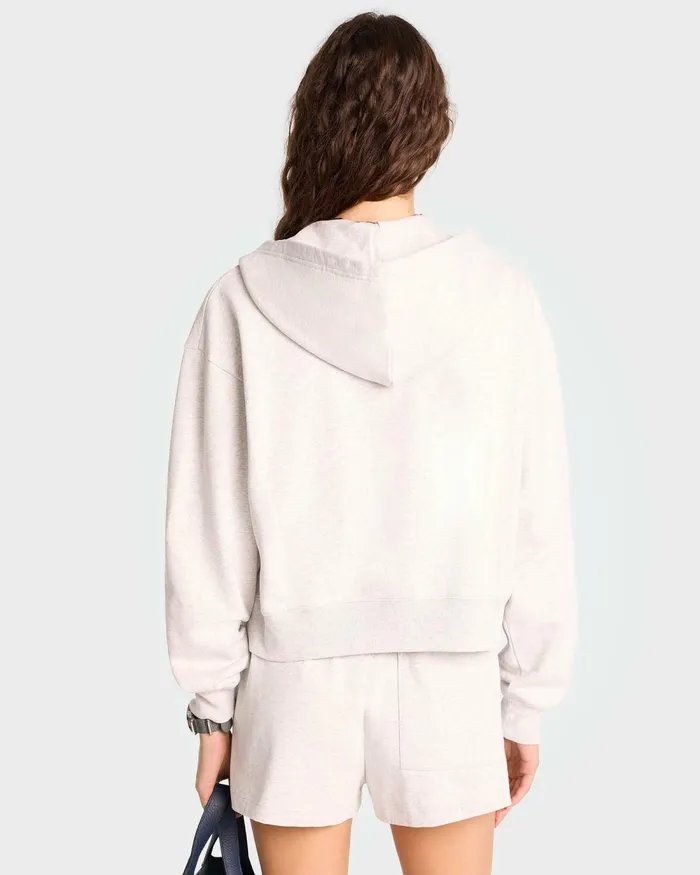 Sweatshirts Women Sporty and Rich Wellness Ivy Cropped Zip Hoodie 8211 Heather GrayNavy