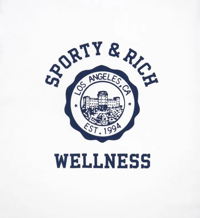 TShirts and Tops Women Sporty and Rich Emblem Baseball Tee 8211 WhiteNavy