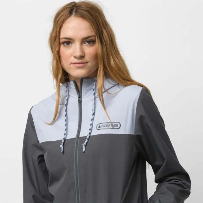 Vans Kastle Block Windbreaker Asphalt Womens Hoodies and Jackets