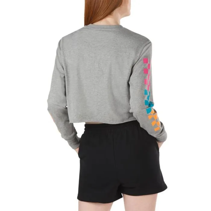 Vans Panic Cropped Long Sleeve Tee Grey Heather Womens TShirts and Tanks Vans Panic Cropped Long Sleeve Tee Grey Heather Womens TShirts and Tanks