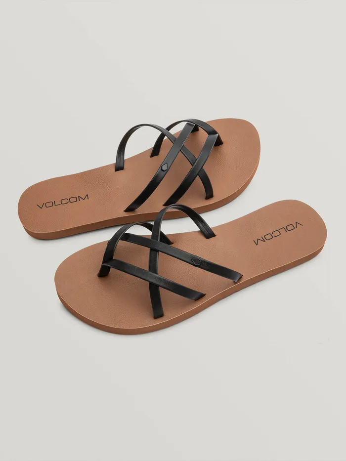 Volcom Sandals New School II Sandal 8211 Black Black 8211 Womens