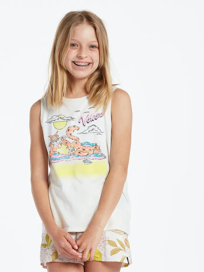 Volcom TShirts and Tanks Girls Flexin Muscle Tank 8211 Star White Star White 8211 Girls