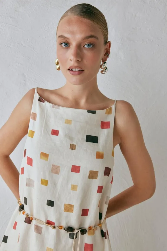 VRG GRL Elma Linen Midi Dress Tile Women MidiMaxi Dresses