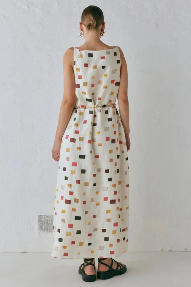 VRG GRL Elma Linen Midi Dress Tile Women MidiMaxi Dresses