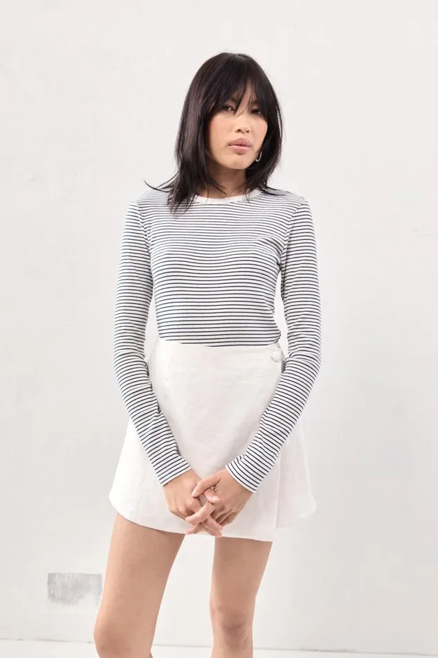VRG GRL Jardin Linen Mini Skort White Women Skirts