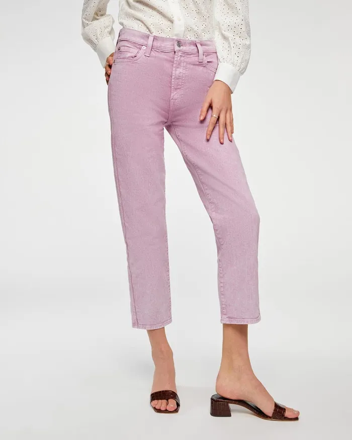 Women 7 For All Mankind Cropped High Waist Cropped Straight In Mineral Sorbet