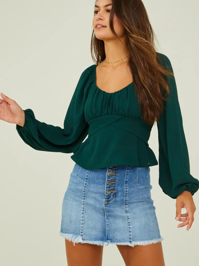 Women Altar039d State Blouses Karina Tie Back Top Hunter