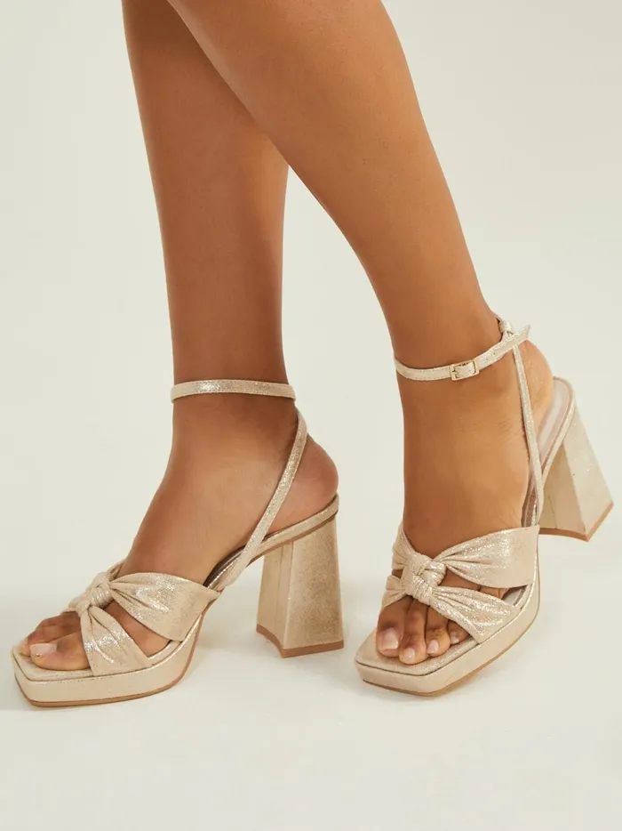 Women Altar039d State Heels Zoey Suede Knotted Heels Gold