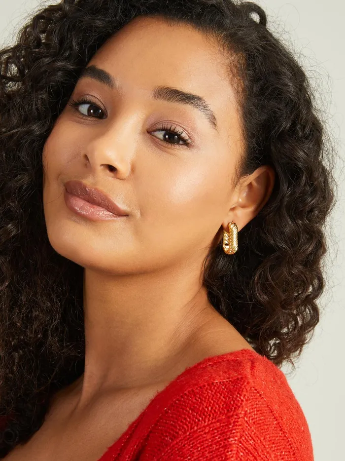 Women Altar039d State Jewelry 18k Gold Twist Oval Hoop Earrings Gold