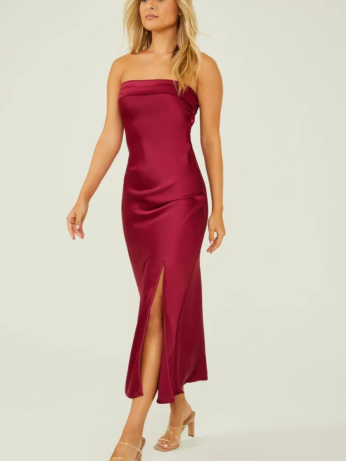 Women Altar039d State Maxi Midi Angelique Satin Maxi Dress Ruby