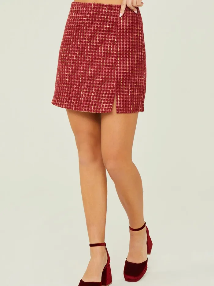 Women Altar039d State Skirts Skorts Joslyn Tweed Notch Skirt Burgundy