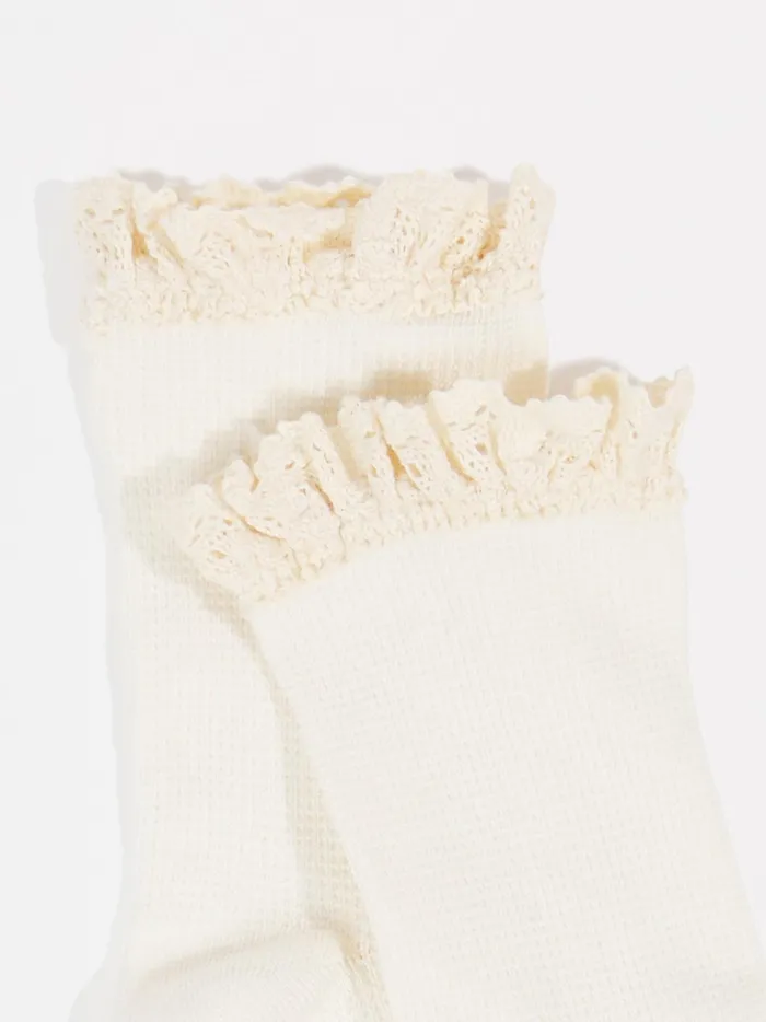 Women Altar039d State Socks Lace Trim Crew Socks Ivory