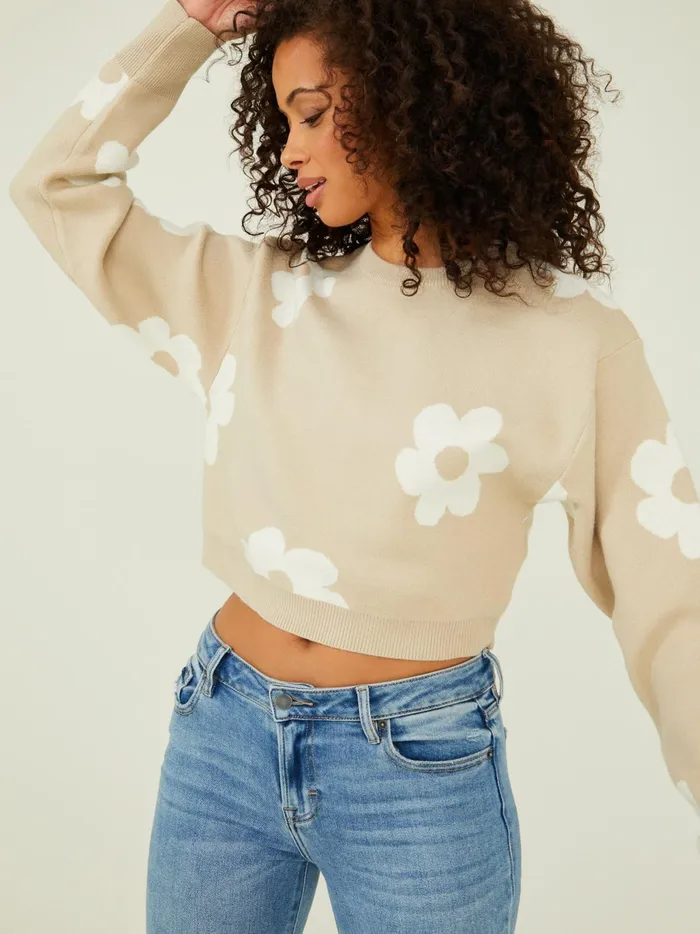 Women Altar039d State Sweaters Scarlett Spaced Tonal Sweater Taupewhite