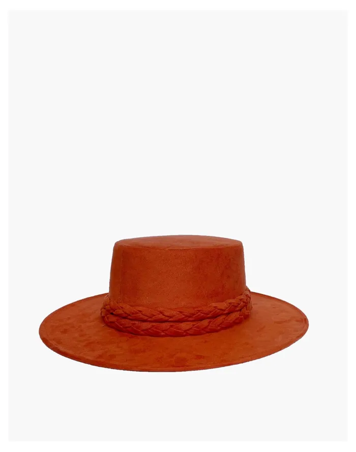 Women ASN Vegan Leather Sunrise Boater Hat Pale Chamois Madewell Hats