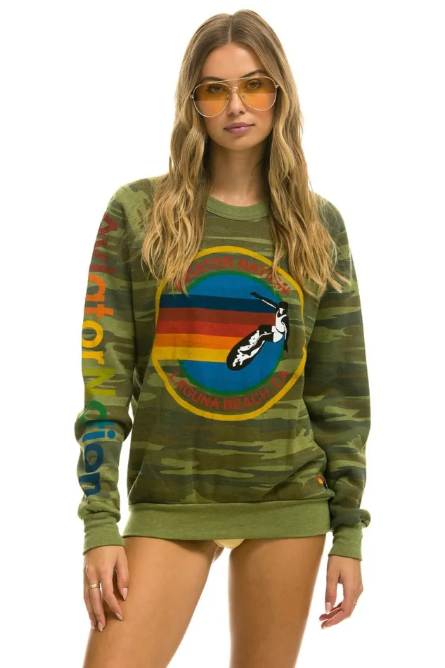 Women AVIATOR NATION LAGUNA BEACH SWEATSHIRT 8211 CAMO Aviator Nation UnisexCrewSweatshirt Women AVIATOR NATION LAGUNA BEACH SWEATSHIRT 8211 CAMO Aviator Nation UnisexCrewSweatshirt