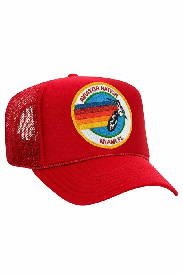 Women AVIATOR NATION MIAMI TRUCKER HAT Aviator Nation TruckerHats Women AVIATOR NATION MIAMI TRUCKER HAT Aviator Nation TruckerHats