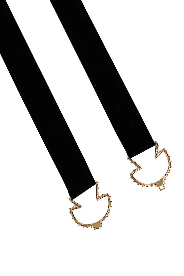 Women Belt Nastasia Noir Ceinture lastique Noir Et Dor Des Petits Hauts Belts