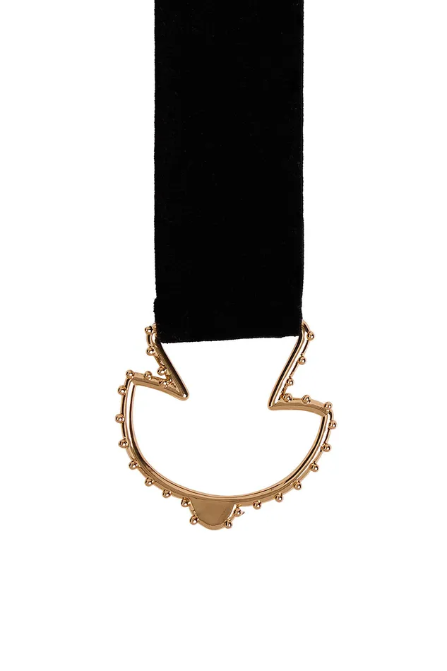 Women Belt Nastasia Noir Ceinture lastique Noir Et Dor Des Petits Hauts Belts