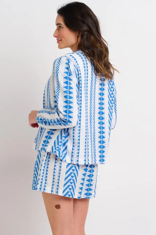 Women Brakeburn Coats And Jackets White and Blue Jacquard Elijah Jacket