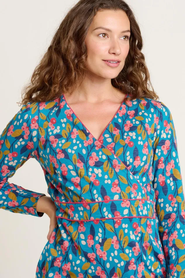 Women Brakeburn Dresses Blue Trailing Berry Wrap Dress