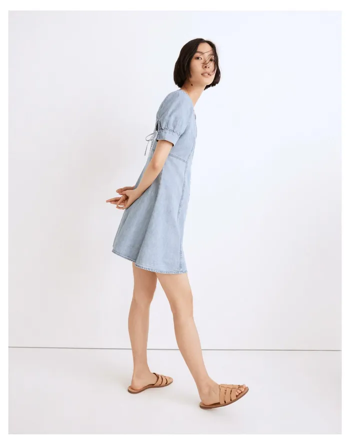 Women Button Front Mini Dress Brannon Wash Madewell Dresses