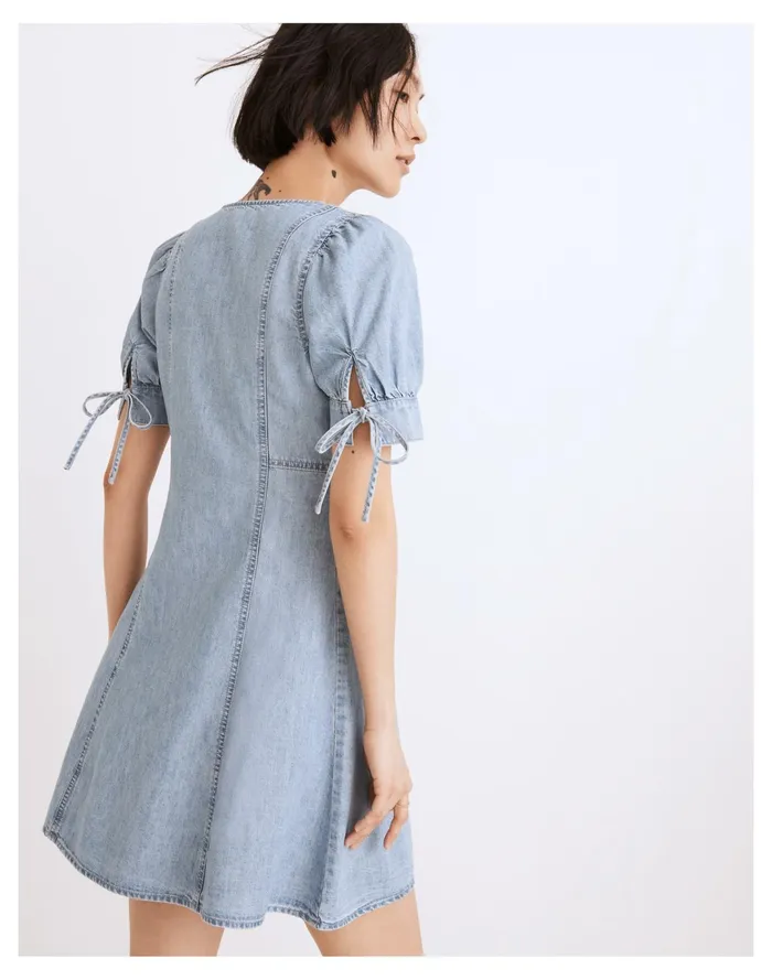 Women Button Front Mini Dress Brannon Wash Madewell Dresses
