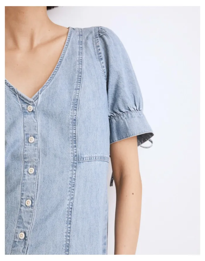 Women Button Front Mini Dress Brannon Wash Madewell Dresses