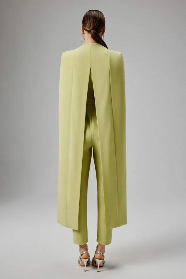 Women Cape Dresses Lavish Alice RAYNA Cape Style Tailored Jumpsuit In Lime Green Lime Green