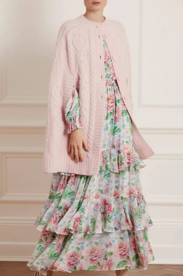 Women Capes Needle and Thread Sylvie Cable Cape Pink