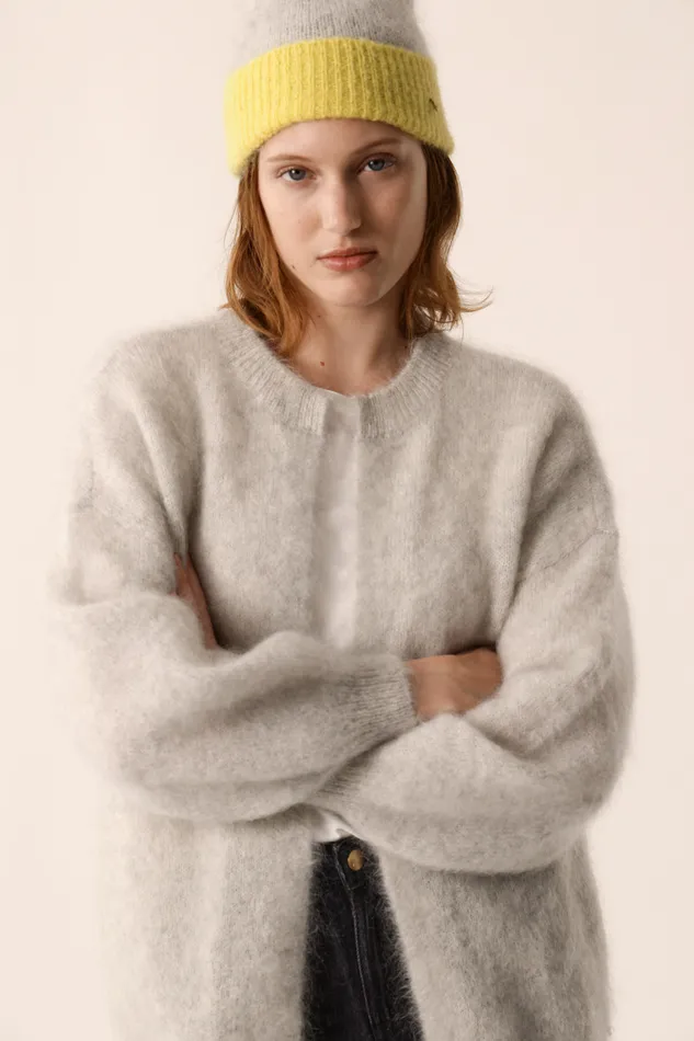 Women Cardigan Altea Gris Chine Gilet Mohair Gris Chin Des Petits Hauts Jumpers and Cardigans Women Cardigan Altea Gris Chine Gilet Mohair Gris Chin Des Petits Hauts Jumpers and Cardigans