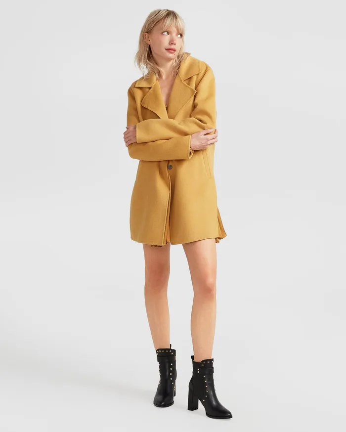 Women Coats and Jackets Belle and Bloom NEW FIT ExBoyfriend Wool Blend Oversized Jacket 8211 Antique Gold
