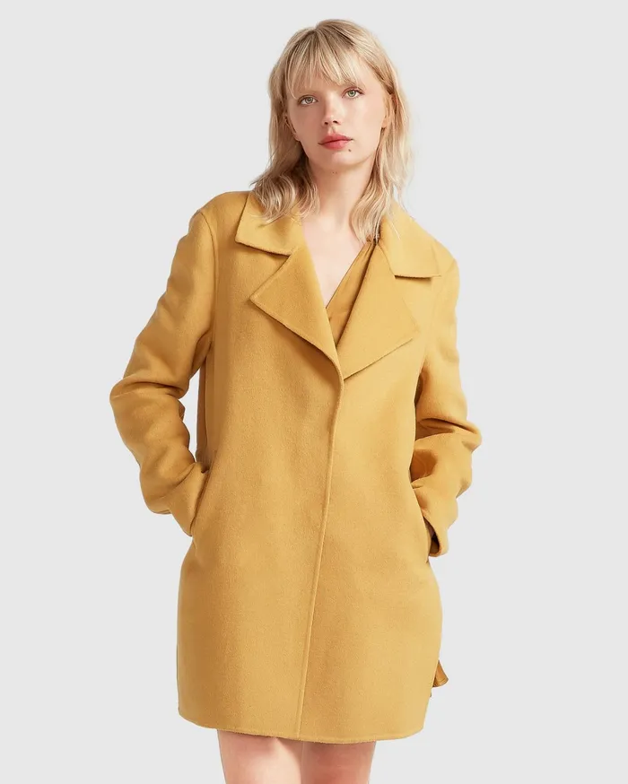 Women Coats and Jackets Belle and Bloom NEW FIT ExBoyfriend Wool Blend Oversized Jacket 8211 Antique Gold