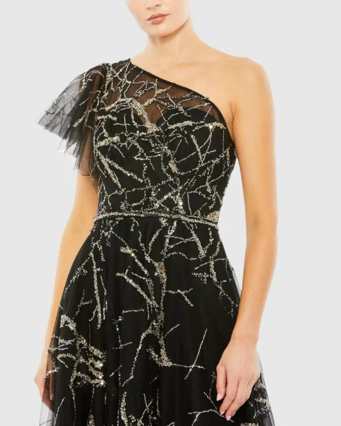 Women Cocktail Dresses Mac Duggal Two Tone One Shoulder A Line Dress Black Women Cocktail Dresses Mac Duggal Two Tone One Shoulder A Line Dress Black