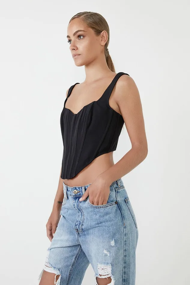 Women Corsets Bardot Fitted Corset Bustier In Black Black