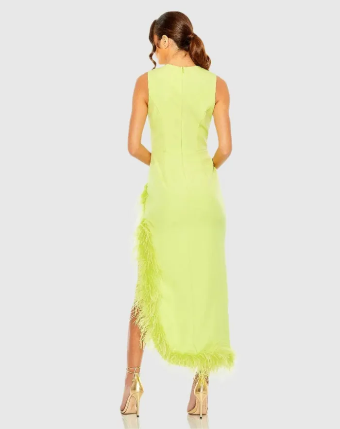 Women Daytime Dresses Mac Duggal Sleeveless Faux Wrap Dress With Feather Detail Black Women Daytime Dresses Mac Duggal Sleeveless Faux Wrap Dress With Feather Detail Black