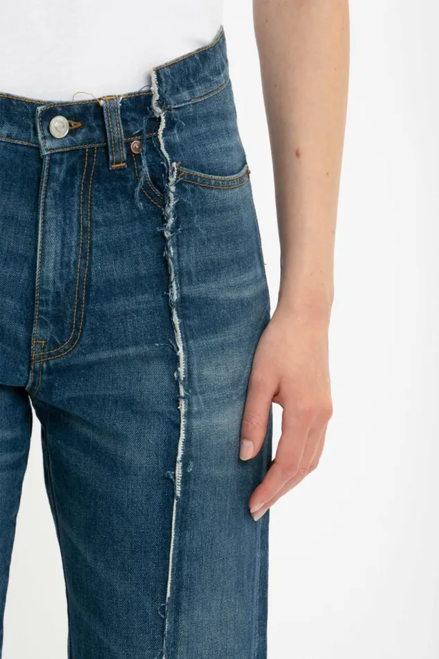 Women Denim Victoria Beckham Deconstructed Slim Jean In Dark Vintage Wash